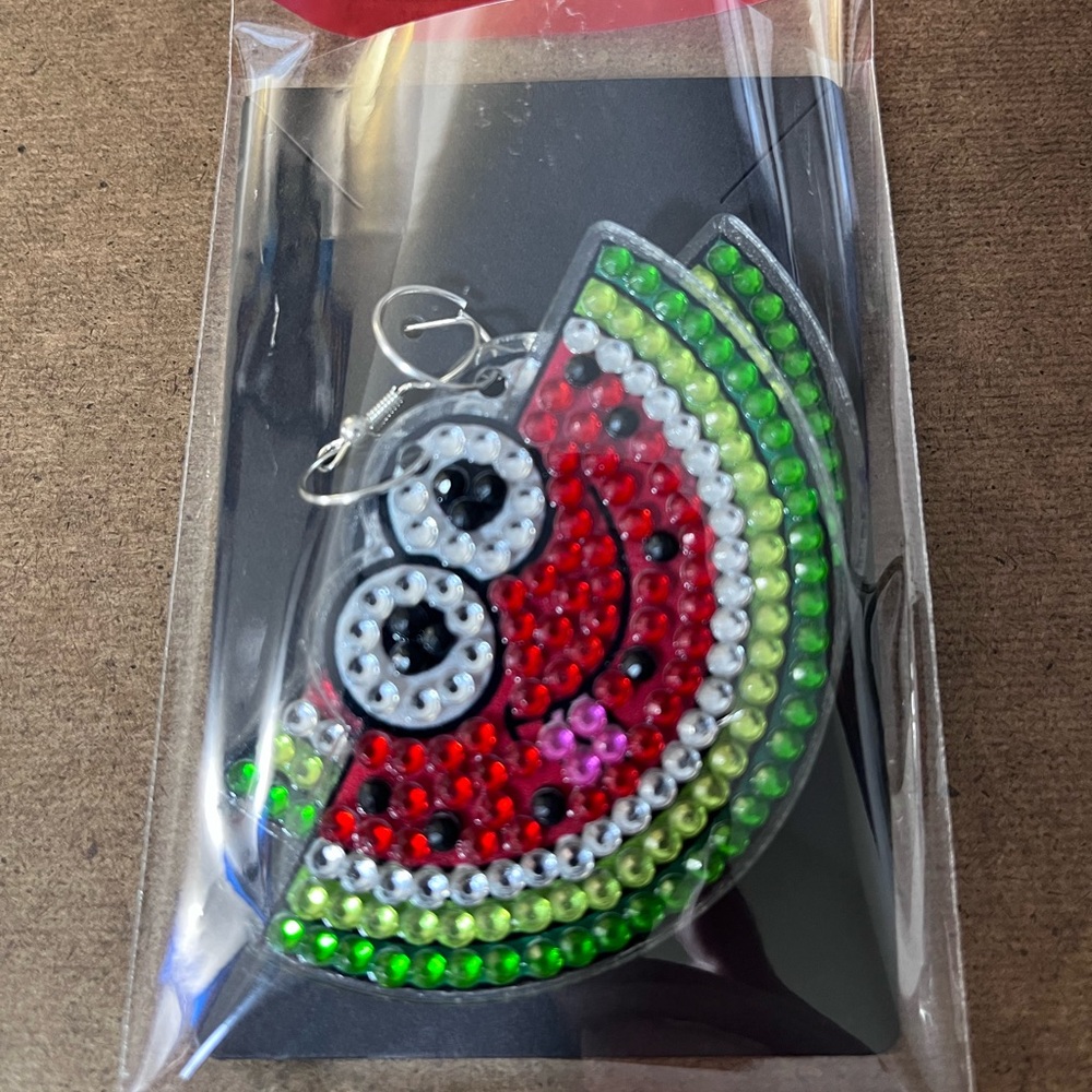 Watermelon Design Beaded Earrings